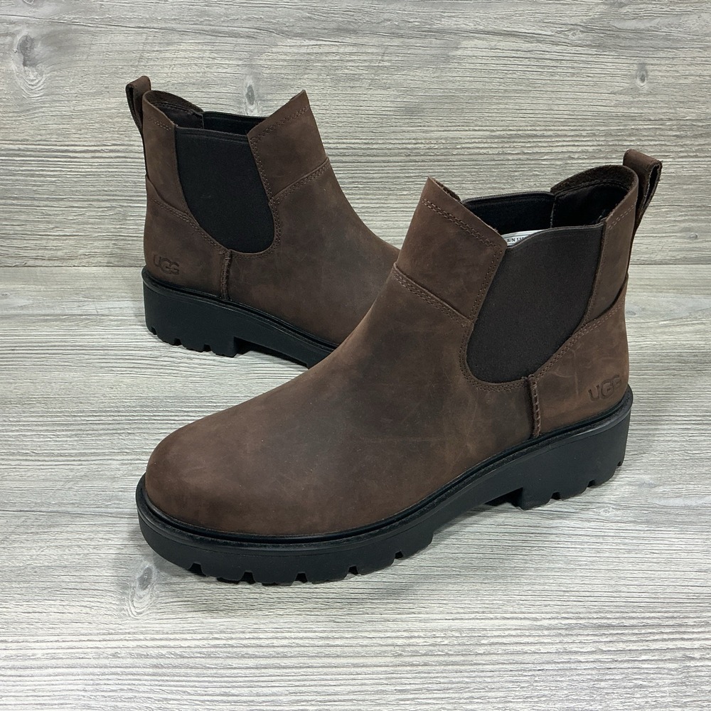 UGG Loxley Chelsea Waterproof Boots Leather 1138119 Pull On Brown Women's 8.5 - Picture 7 of 12
